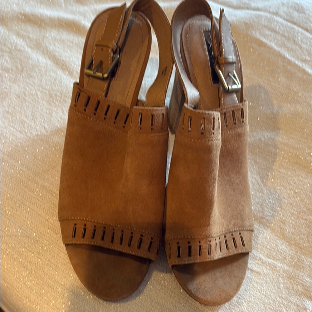 Tahari Brown Sandals with Wide Strap and Buckle